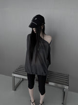 [unisex] シースルーダイアゴナルジッパーT (2color)