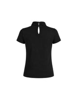 [PRE- FALL] Dahlia Satin Ribbon Scarf Slim Half Sleeve Top Black