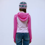 Asymmetric Ruched Hoodie (PINK)