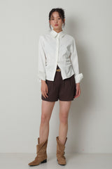 Twill Fintuck Shorts_Brown