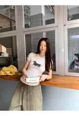 ダックスフント ラウンド スパンデックス Tシャツ