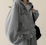 ベイビンテージクラックプリンティングボクシーフードジップアップ