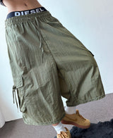 Riboni Crinkled Nylon Cargo Bermuda Shorts 3color
