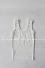 U-neck Punching Eyelet Ribbed Sleeveless