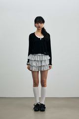 LYLA LAYERED CARDIGAN / BLACK-WHITE
