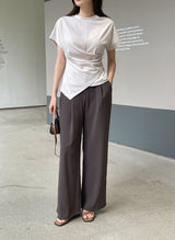 Chable Shirring Wrap Span Short Sleeve T-Shirt