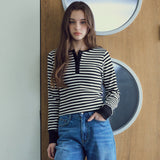 ストライプリブ長袖Tシャツ_3Color