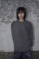 Pigment Punctured UN Long Sleeve Tee Charcoal