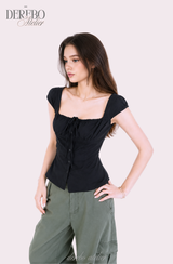 pink sweet bustier sleeveless blouse