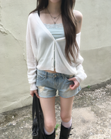 Light denim damage shorts