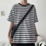 Aim Color Block Striped Short Sleeve T-shirt (5 colors) H&L