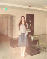 pocket midi denim skirt