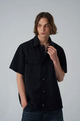 Short-sleeved nylon shirt - Black