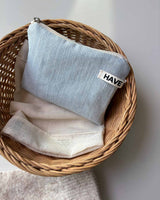 Denim flat pouch - light blue , S size
