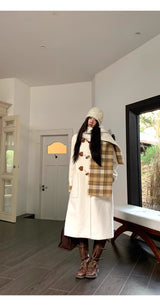 Celebrity toggle checkered long coat