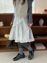 Silk Frill Banding Midi Skirt