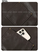 High-End Leather Warm Pocket Half Coat