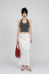 MISTY FLORAL SATIN SKIRT