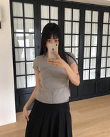 カティンドットシースルーホルターネックレイヤードショートスリーブドTシャツ
