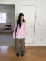 ワイナツ斜線ワッシングコットンワイドパンツ（3c）