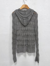 NET SEE-THROUGH KNIT HOOD ZIP-UP