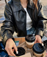 Easy leather blouson - jp
