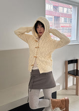 TOGGLE HOOD KNIT CARDIGAN