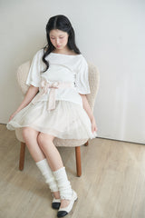 Big ribbon strap loose top - white