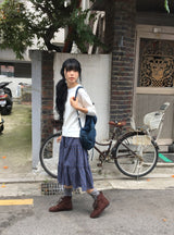 26SS★ [BAONHAUS] ケトロン カラーマッチング スリークォータースリーブ Tシャツ