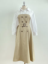 Muel Shirt Color Matching Layered Trench One Piece