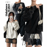 Wooni Unbalanced shoulder V sweatshirt