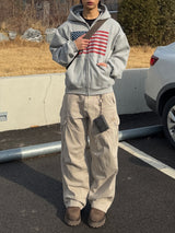US クロップヴィンテージフードジップアップ (No.858)