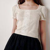 レースパフTシャツ (Grey)