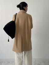 [Merino wool 90%] ステッチ襟付きハーフコート