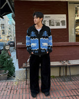 Winter wool knit zip-up