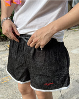 CRINKLE SHORTS DENIM BLACK (SHORT FIT)
