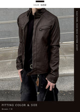 Kale Panel High-Neck Leather Jacket