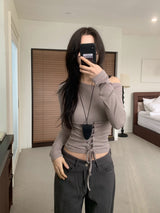 ロアナバックコルセットワンオフショルダーTシャツ