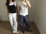 Unbalanced draping blouse (2color)