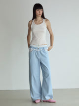 Frill Block Pants_Light Blue