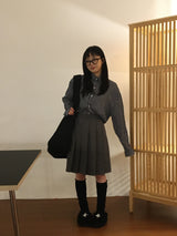 hei pleats midi skirt (2color)