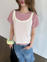 denim frill bermuda pants 