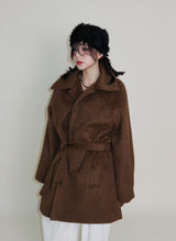 Belted Balmacan Single Alpaca Half Coat (Wool Coat/Winter Coat)