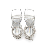 Gliter Strap Sandal Heel(Silver)