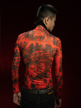RTVG(RETROVEGAS) Chinese dragon fonts elasticity mesh clothing