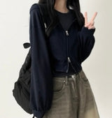 Ronit Linen Two-Way Hooded Zip-Up