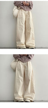 RUTH Hem String Banded Waist Cotton Wide Pants
