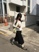 Gentil Frill Dot Layered Sleeveless Cardigan Set