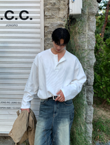 アダフ・ヘンリー ネックワッフルオーバーフィット ロングスリーブTシャツ