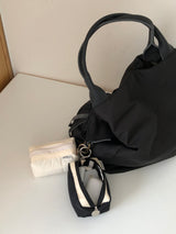 Clam Mini key ring round pouch _ Quilting black